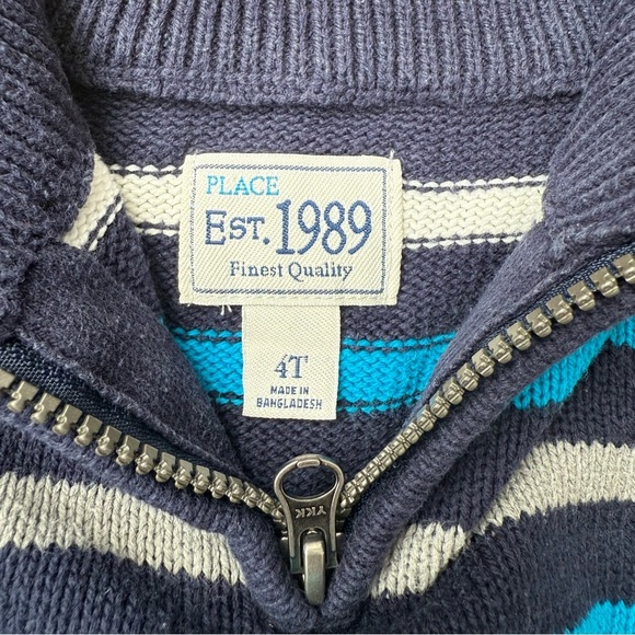 Boy’s Children’s Place Lot of **2** Sweater Bundle 4T Blue Gray Stripe - Picture 4 of 8